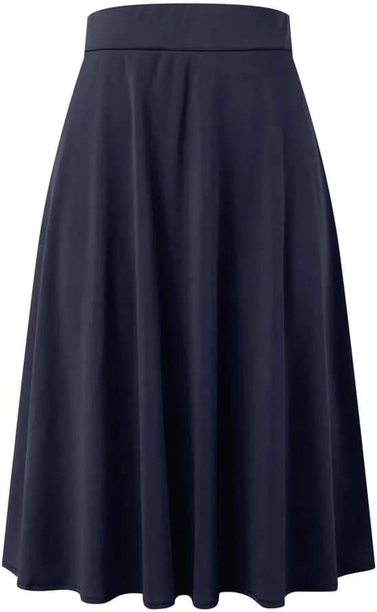 Women's Summer Office Solid Color Midi Skirt Fashionable Elegant Flowing Skirt