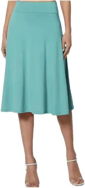 Women's Summer Office Solid Color Midi Skirt Fashionable Elegant Flowing Skirt