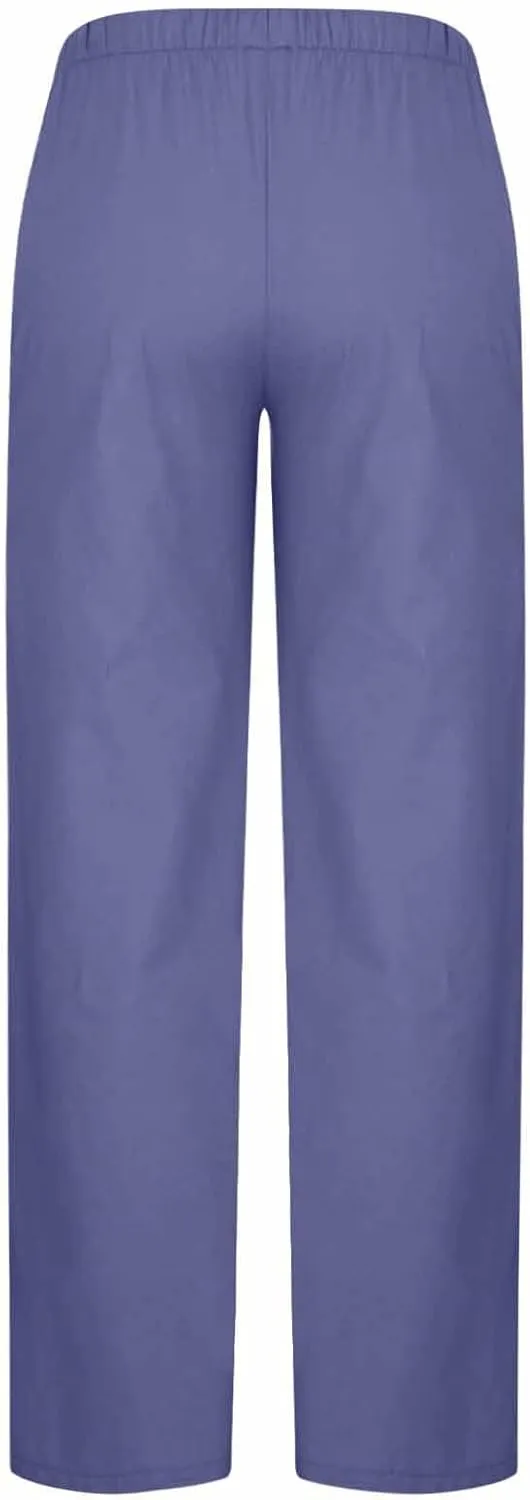Womens Wide Leg Yoga Pants Linen Elastic High Waist Drawstring Lounge Trousers Summer Boho Flowy Slacks