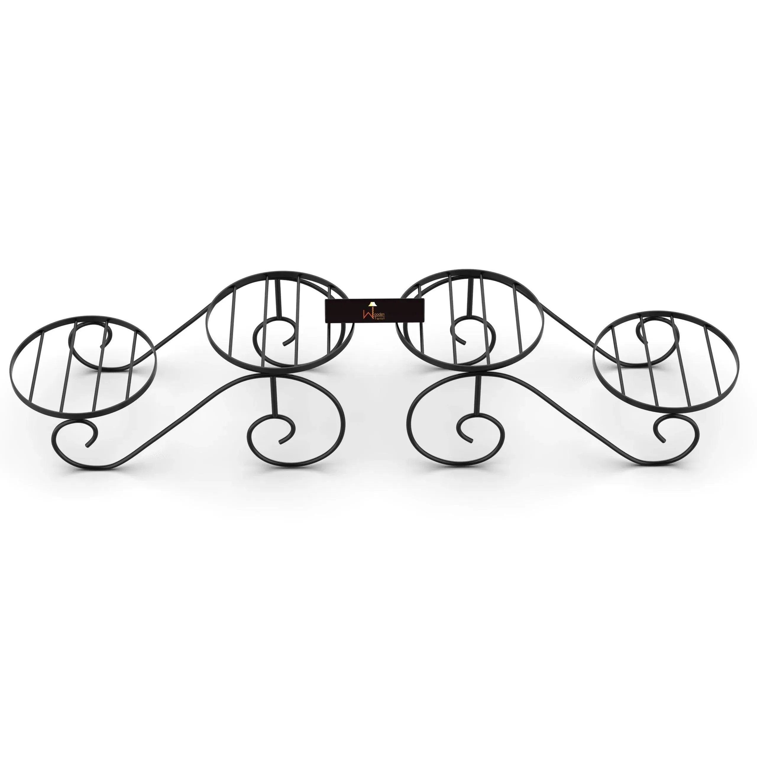 Wooden Twist 2-Tier Wrought Iron Planter Stand (Set of 2)