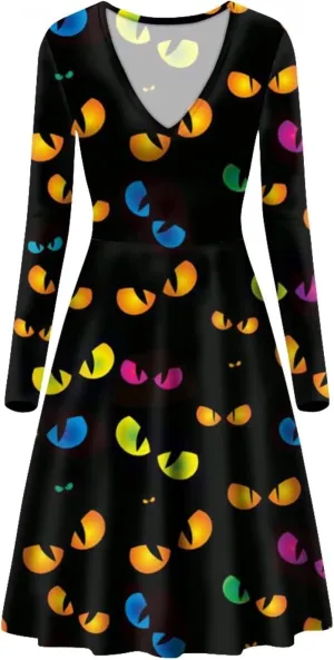 XYZCANDO Women's Wrap V Neck Casual Midi Casual Wedding Guest Long Sleeve Spring Fall Dress