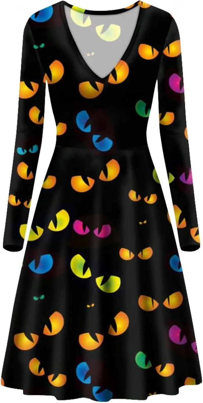 XYZCANDO Women's Wrap V Neck Casual Midi Casual Wedding Guest Long Sleeve Spring Fall Dress