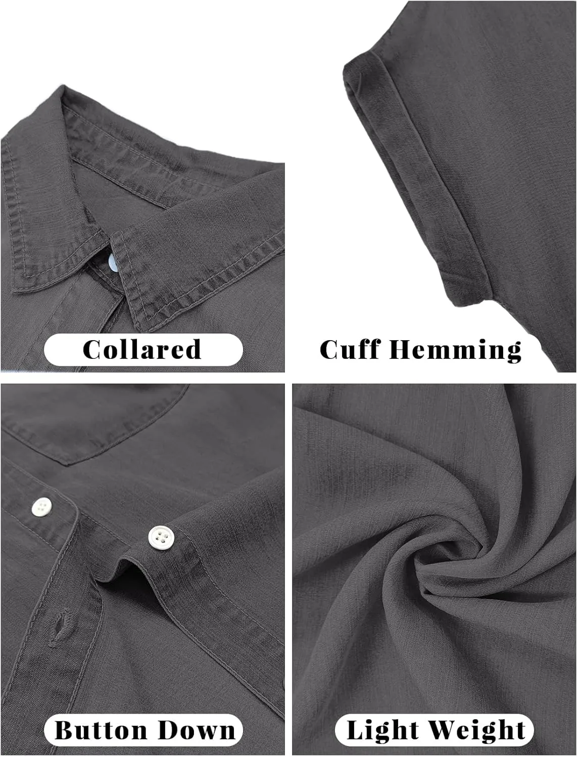 Zilcremo Women Denim Shirt Dresses Short Sleeve Distressed Jean Dress Button Down Casual Tunic Top