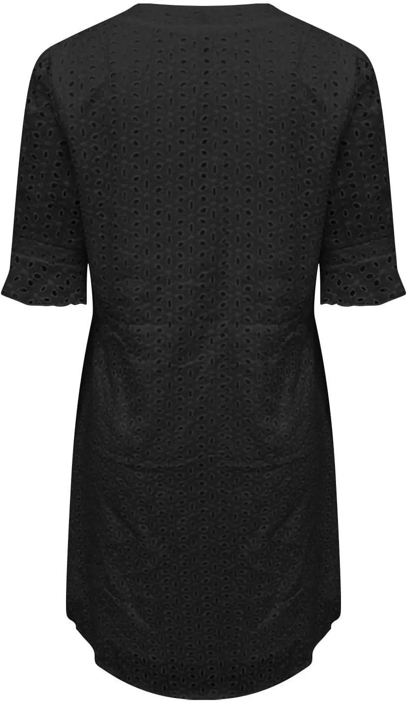 ZYXTIM Summer Eyelet Dresses for Women 2025 Elegant V Neck Short Sleeve Fashion Business Dress Hollow Out Vacation Dresses