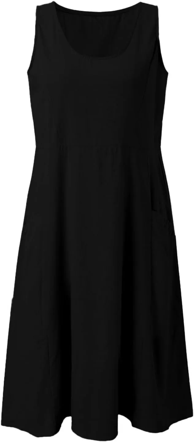 ZYXTIM Women's Summer Casual Tank Midi Dress with Pockets Plus Size Loose Fit Comfy T Shirt Dresses Flowy Beach Sundresses